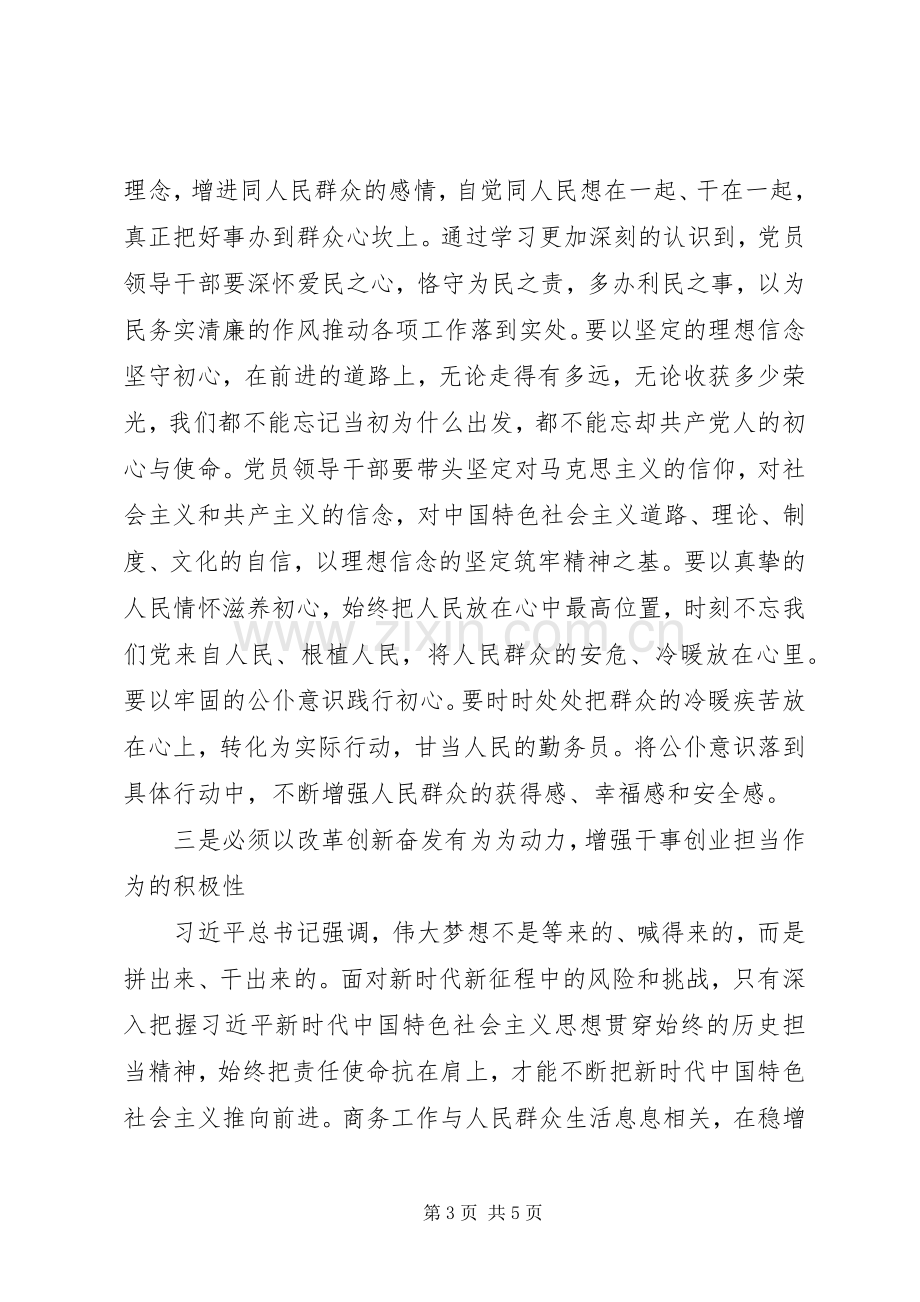 党员在“不忘初心、牢记使命”主题教育研讨会上的发言.docx_第3页