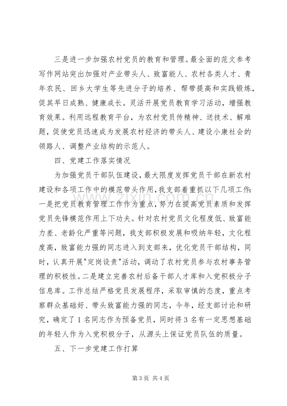 村党支部XX年党建工作发言材料提纲两篇.docx_第3页