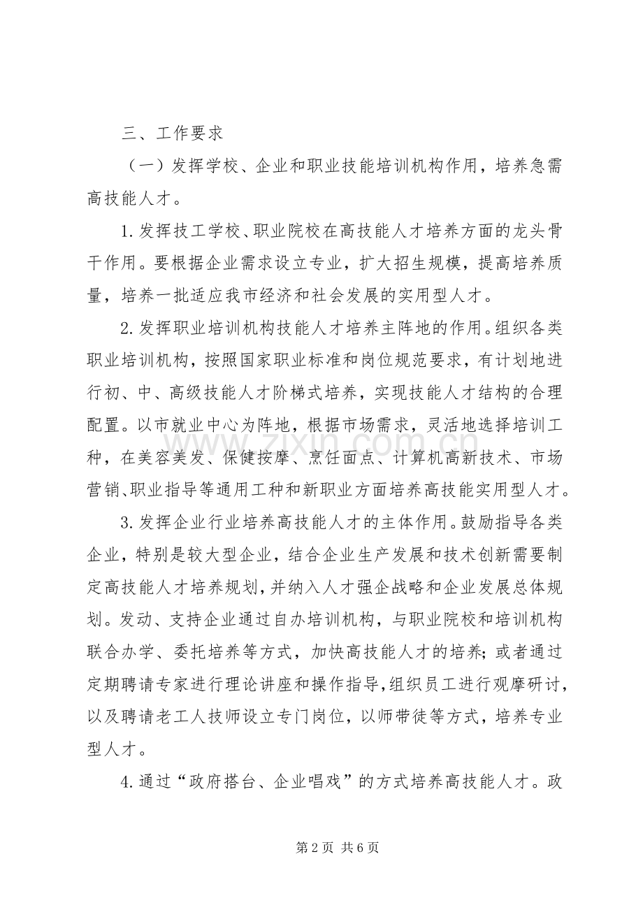 市高技能人才培养工作实施方案.docx_第2页