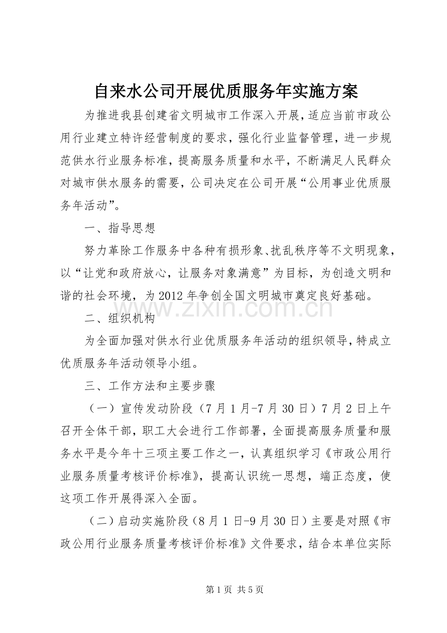 自来水公司开展优质服务年方案.docx_第1页