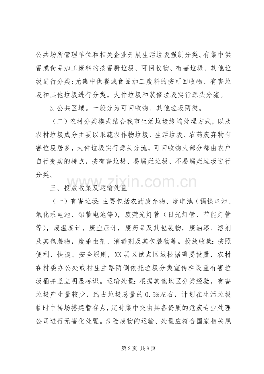 XX年生活垃圾分类试点工作方案范文.docx_第2页