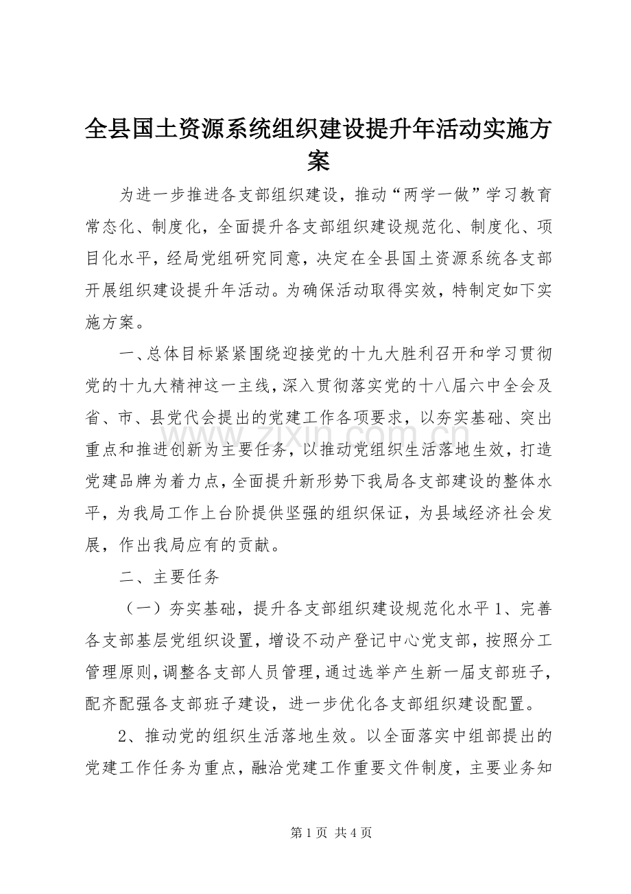 全县国土资源系统组织建设提升年活动方案.docx_第1页