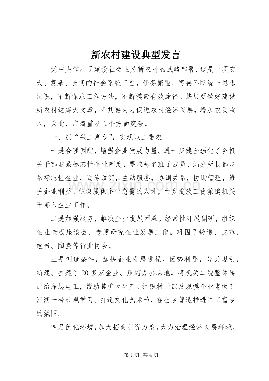 新农村建设典型发言.docx_第1页