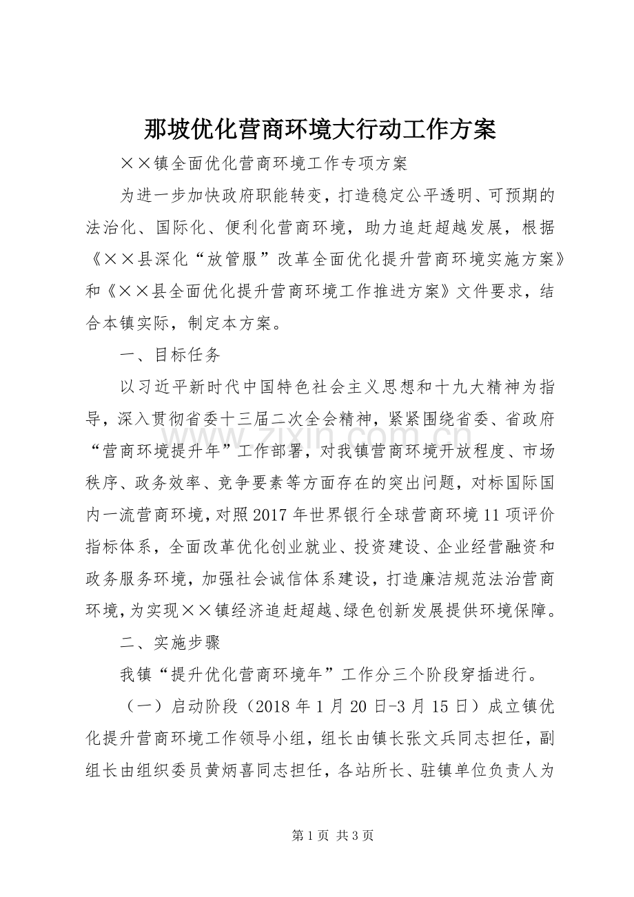 那坡优化营商环境大行动工作实施方案 .docx_第1页