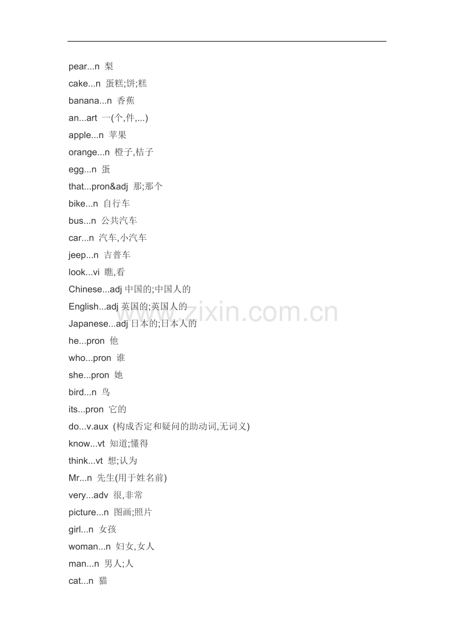 2017初一上册英语预备单词表.doc_第3页