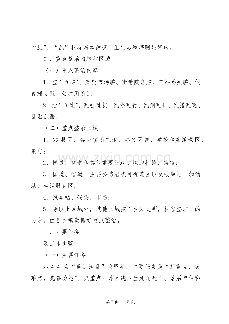 XX年整脏治乱专项行动工作实施方案 .docx_第2页