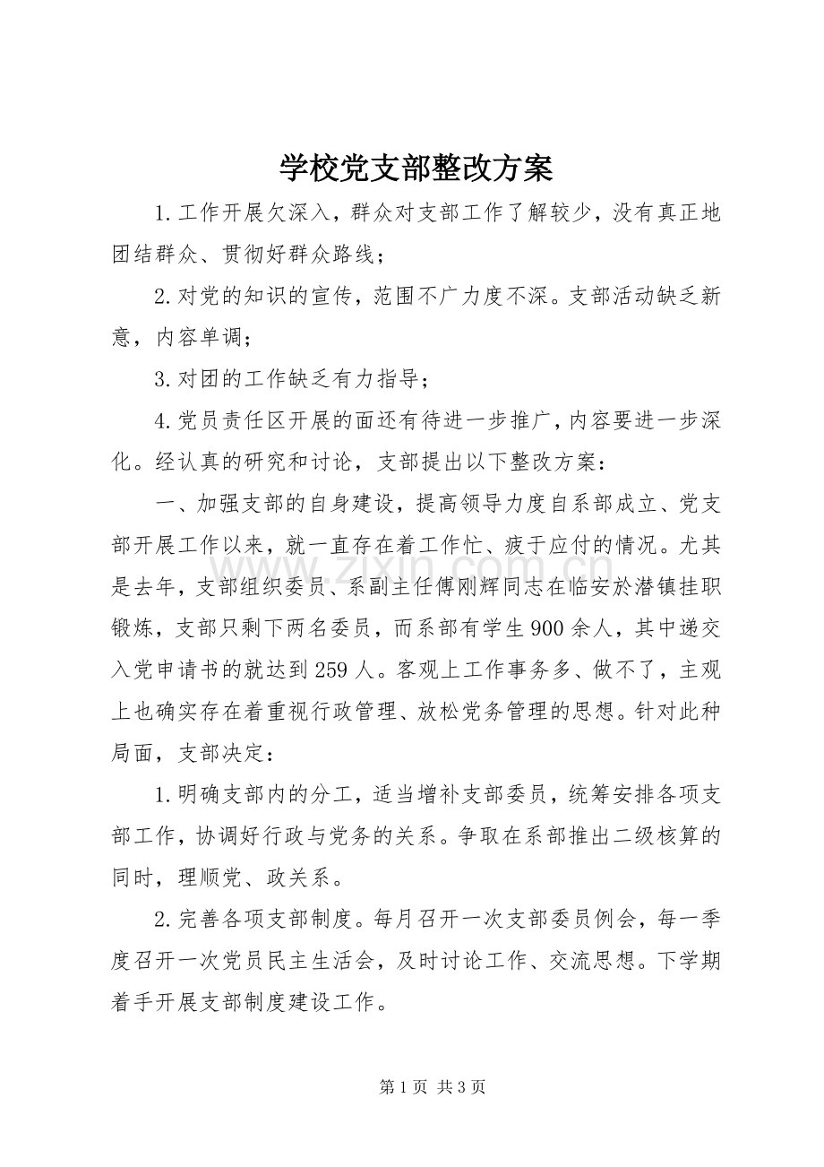 学校党支部整改实施方案 .docx_第1页