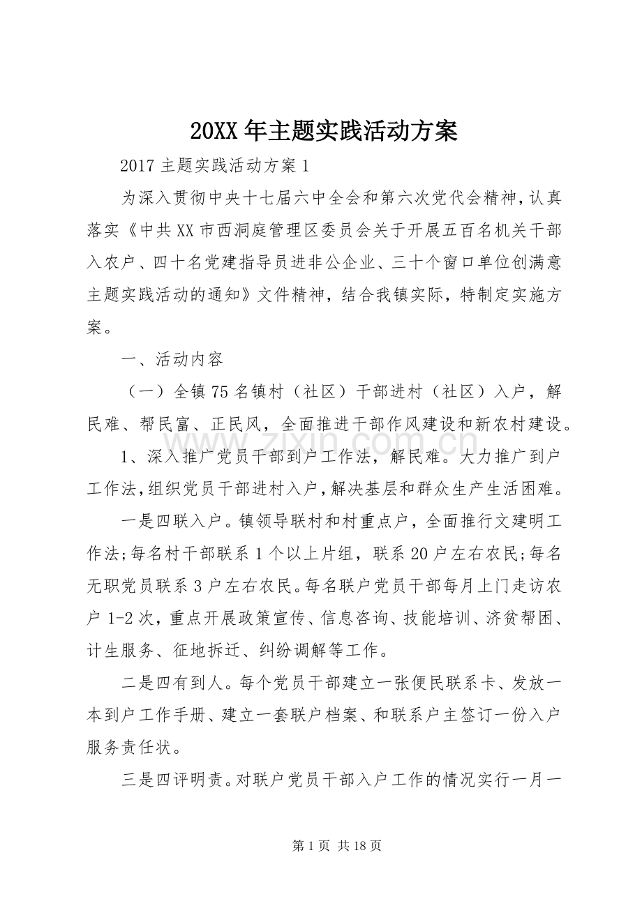 XX年主题实践活动实施方案 ().docx_第1页