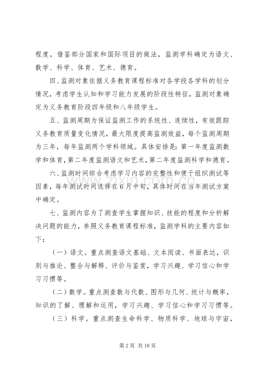 XX年义务教育质量监测实施方案.docx_第2页