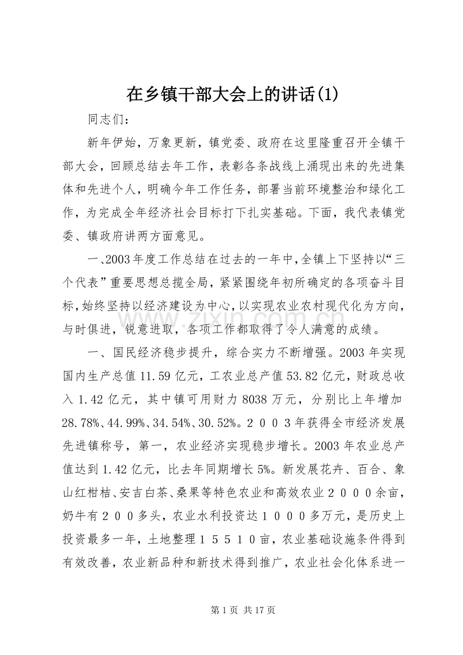 在乡镇干部大会上的讲话(1).docx_第1页