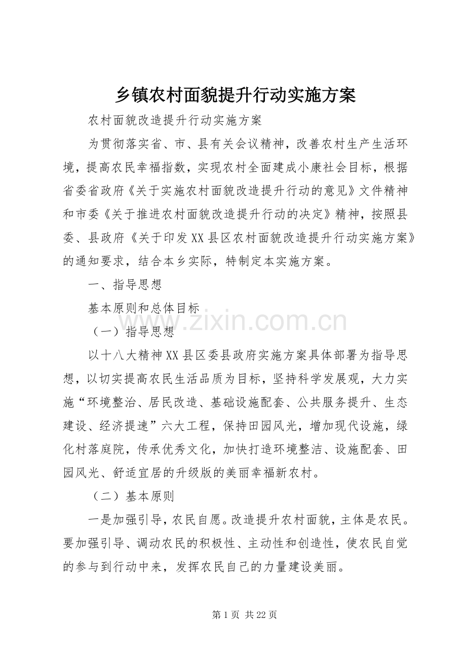 乡镇农村面貌提升行动方案.docx_第1页