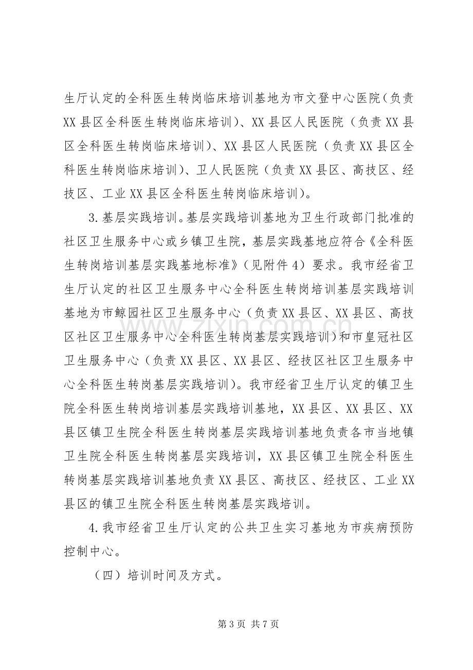 卫生局转岗培训指导实施方案.docx_第3页