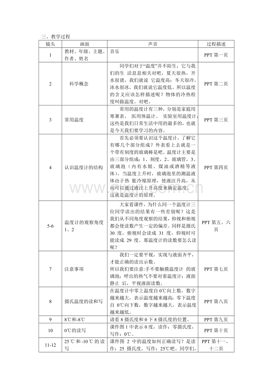 温度和温度计教学过程.doc_第1页