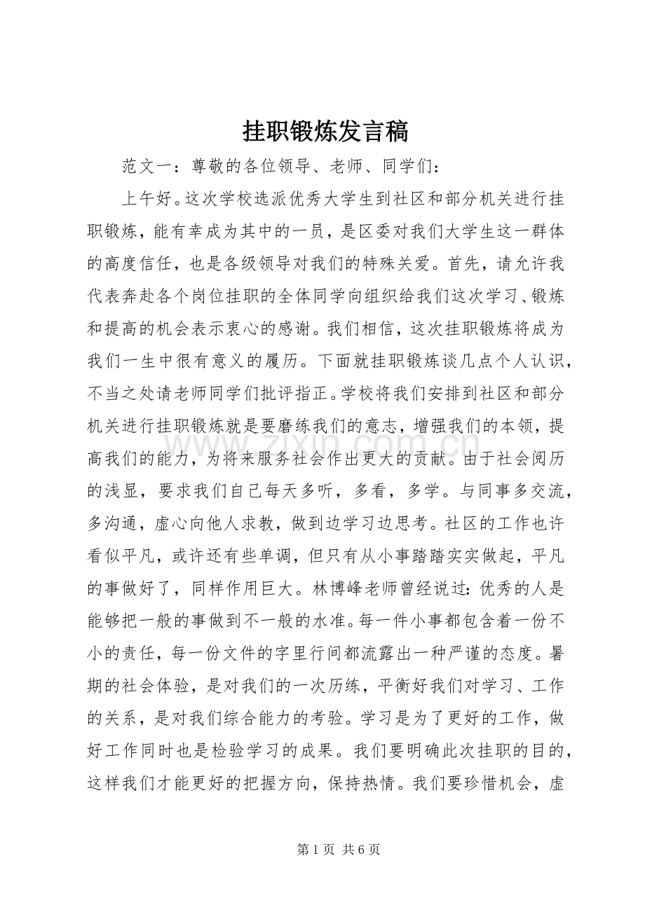 挂职锻炼发言.docx_第1页