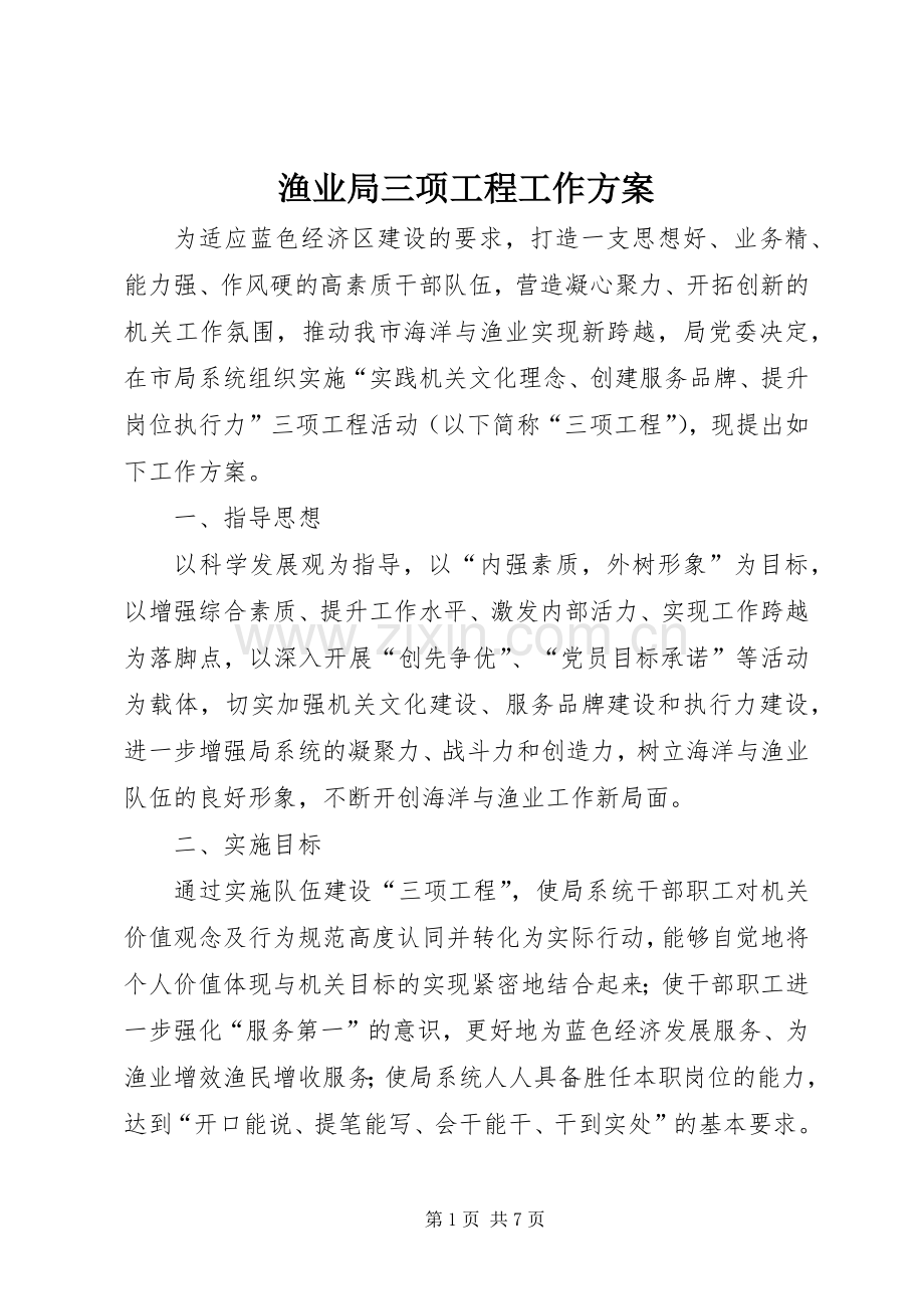 渔业局三项工程工作实施方案.docx_第1页