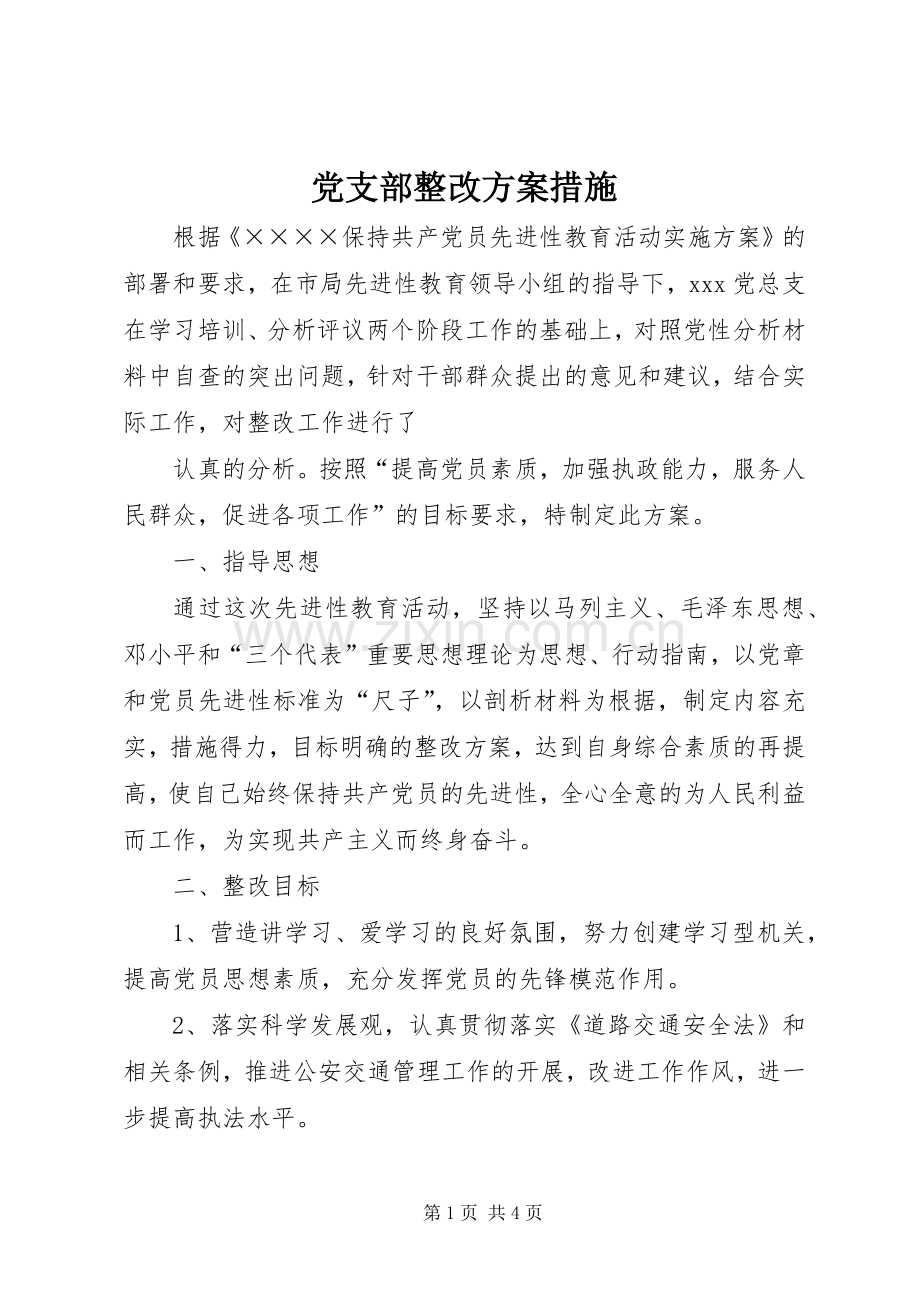 党支部整改实施方案措施 .docx_第1页