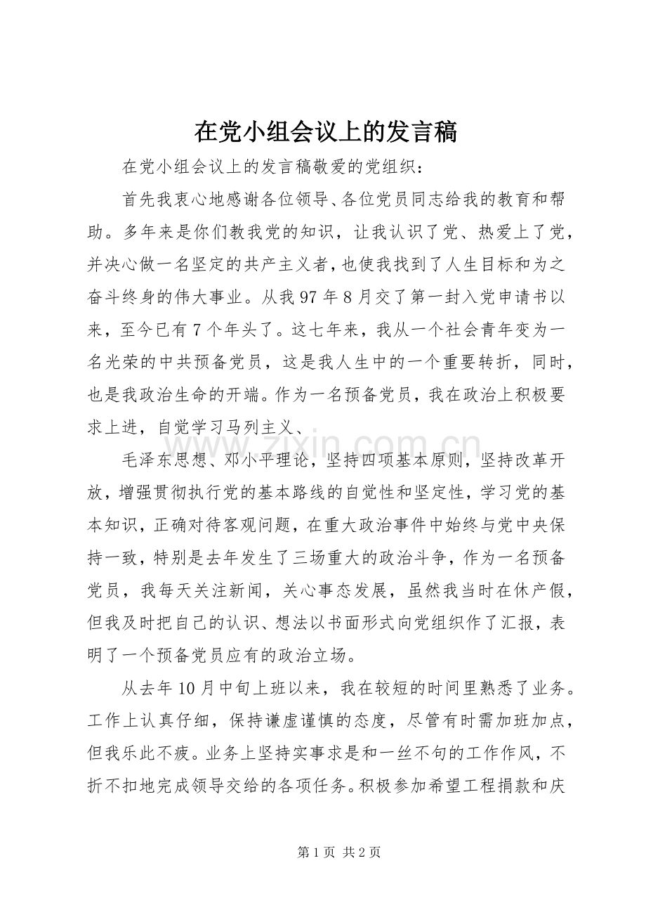 在党小组会议上的发言.docx_第1页