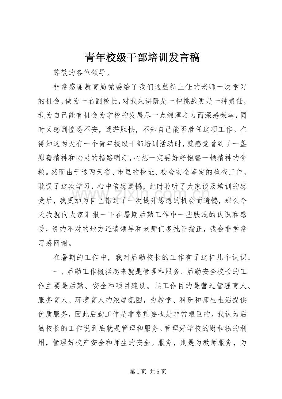 青年校级干部培训发言稿.docx_第1页