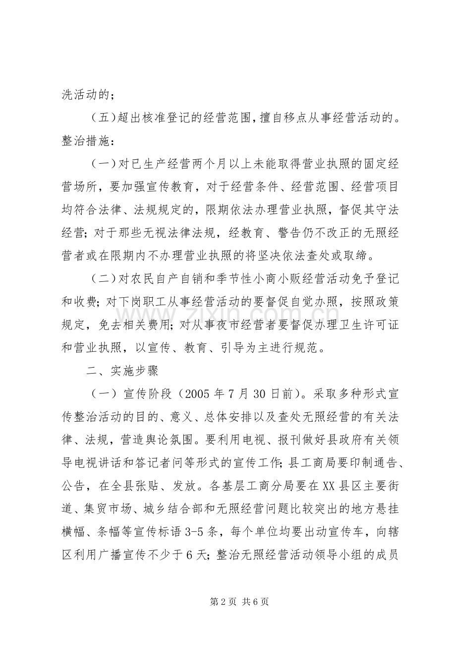 工商局开展查处取缔无照经营活动方案 .docx_第2页