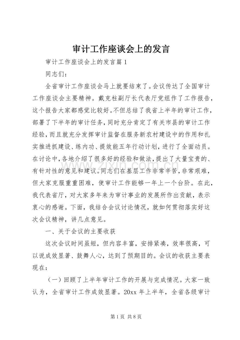 审计工作座谈会上的发言稿.docx_第1页