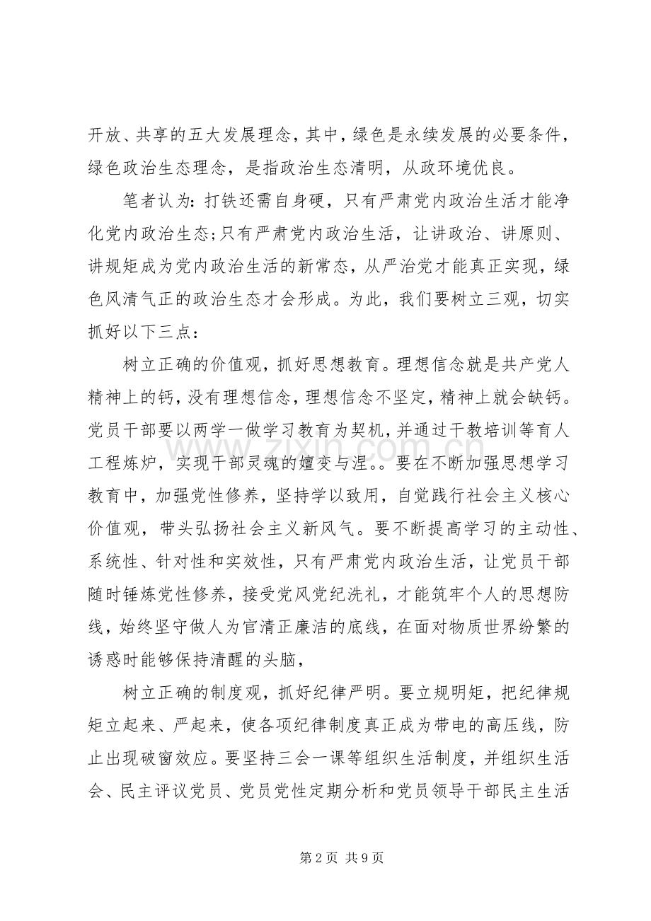 合格党员严肃党内政治生活发言稿范文.docx_第2页