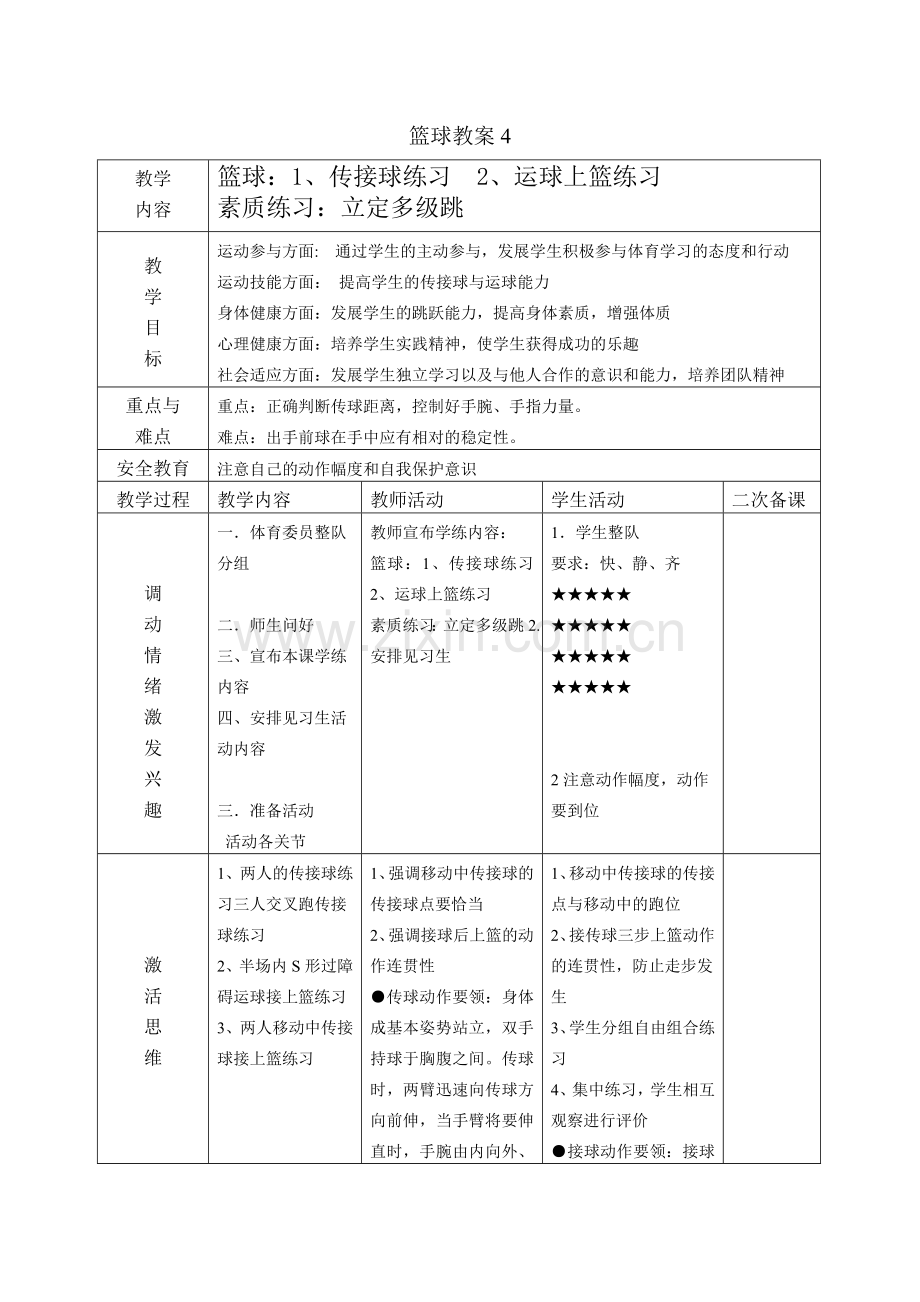 篮球教案4运球上篮练习.doc_第1页