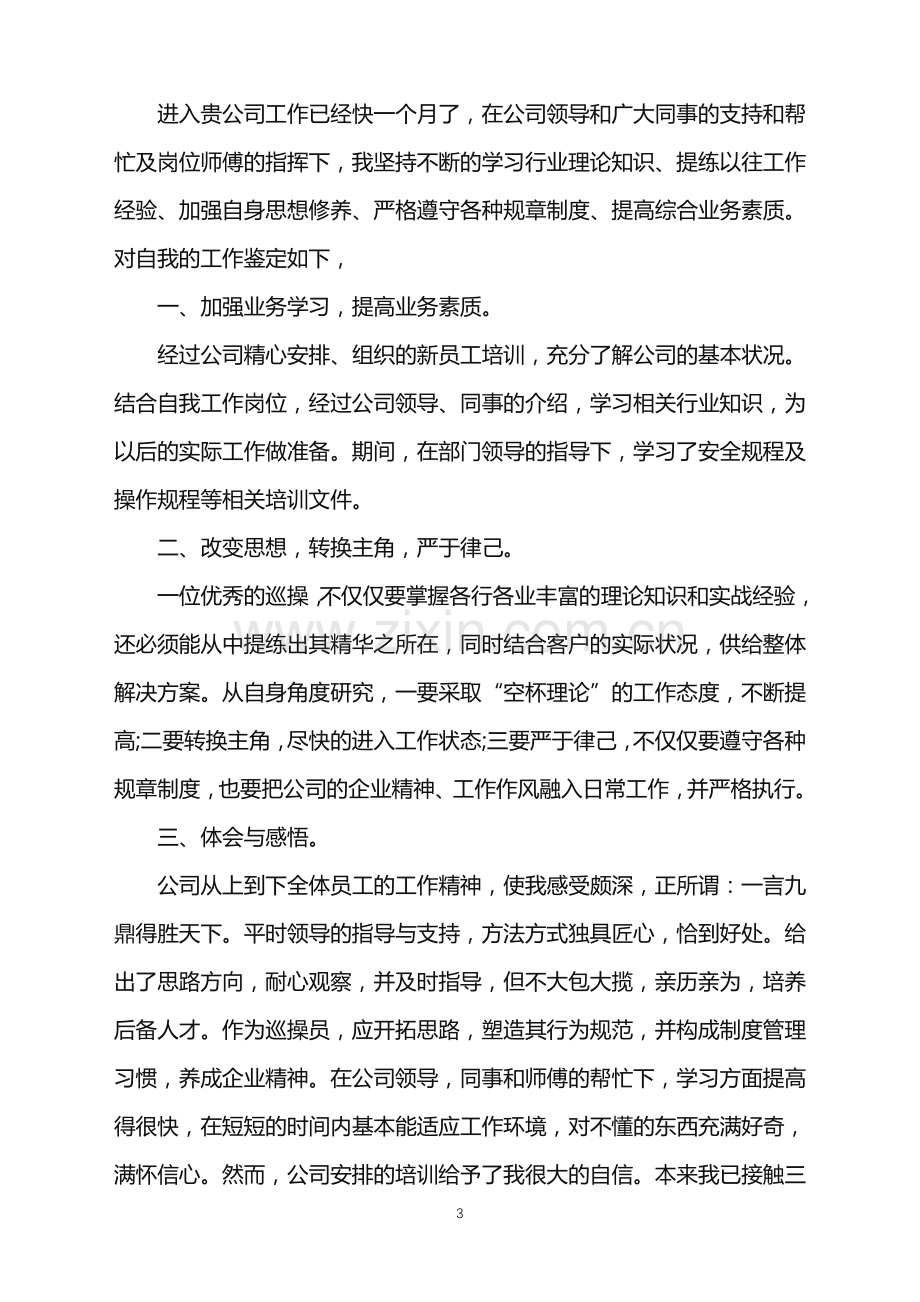 2022年公司员工自我鉴定.doc_第3页