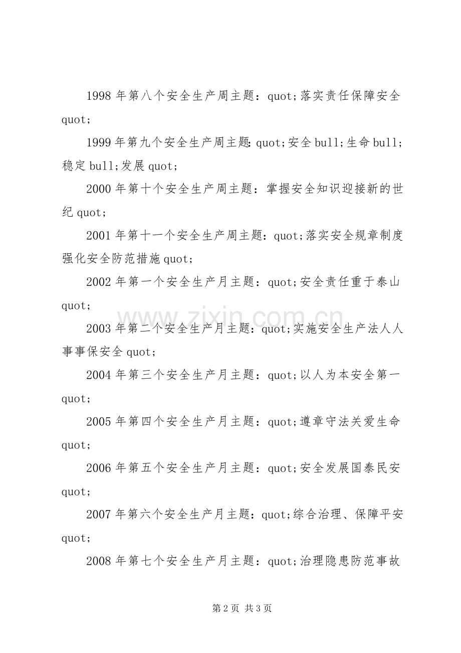 XX年至XX年历年的安全生产月主题标语.docx_第2页