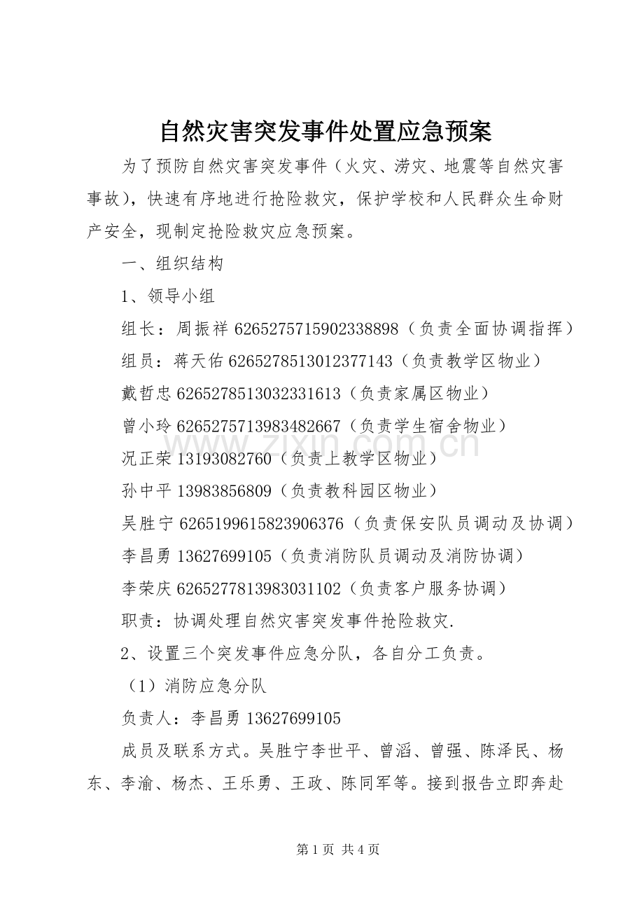 自然灾害突发事件应急预案.docx_第1页