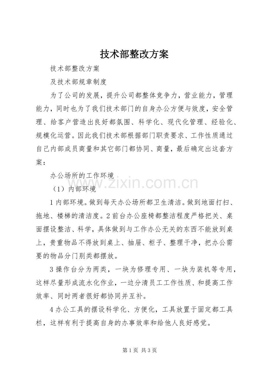 技术部整改实施方案.docx_第1页