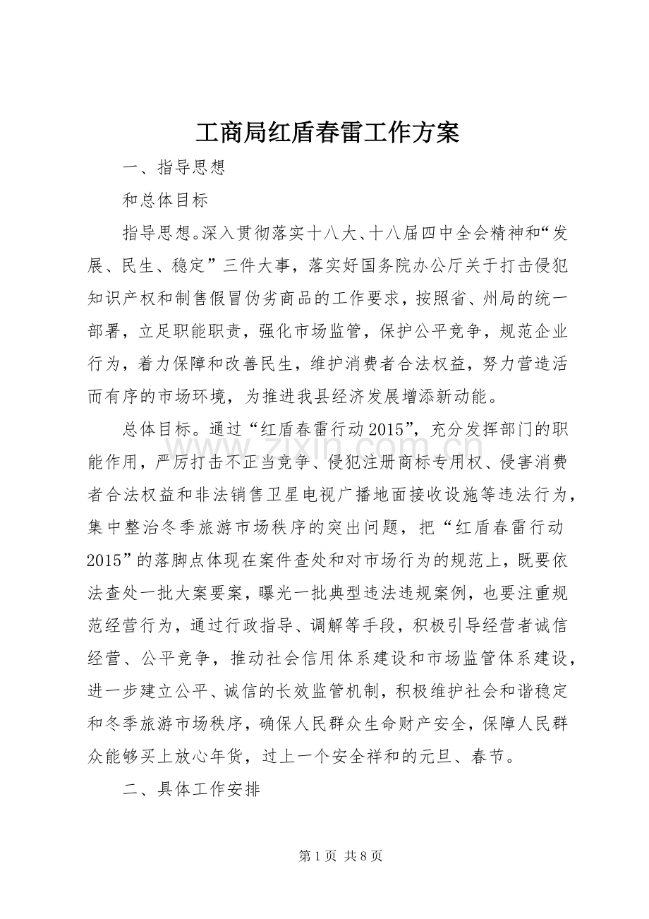 工商局红盾春雷工作实施方案.docx_第1页