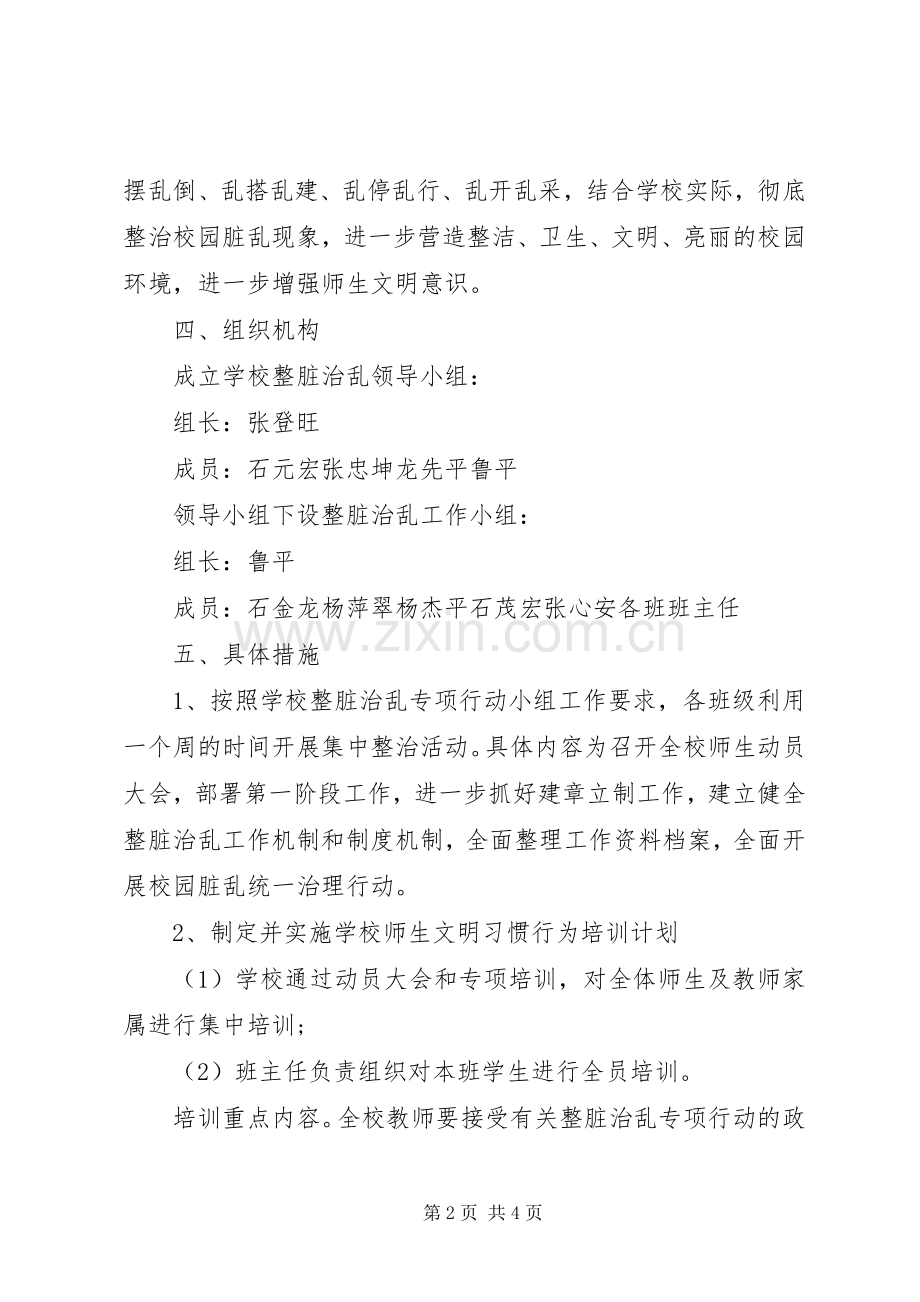 学校整脏治乱工作实施方案.docx_第2页