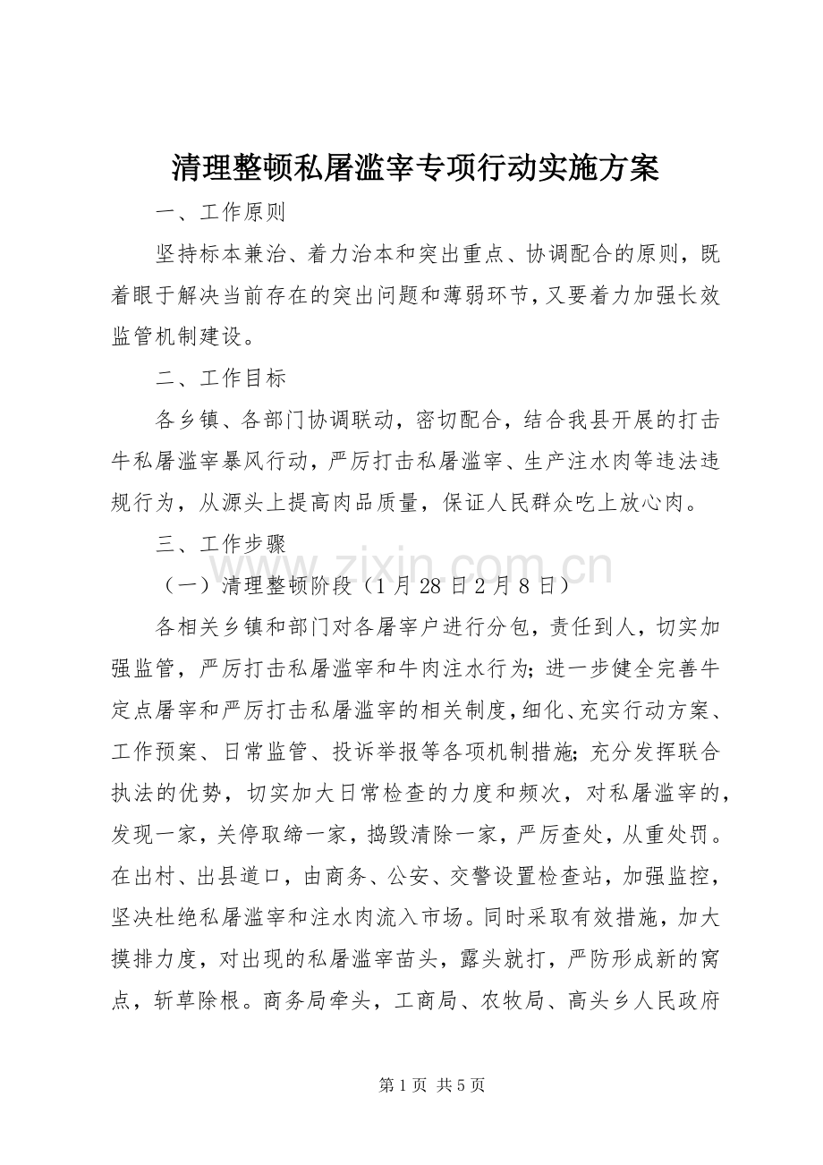 清理整顿私屠滥宰专项行动方案.docx_第1页