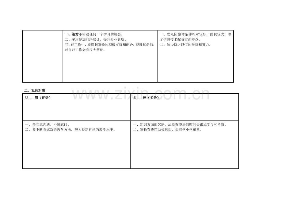 任务表单：个人自我诊断SWOT分析表-(7).doc_第2页