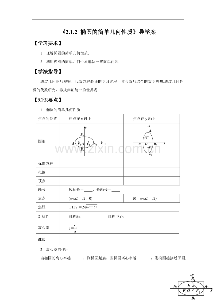 《2.1.2-椭圆的简单几何性质》教学案.doc_第1页