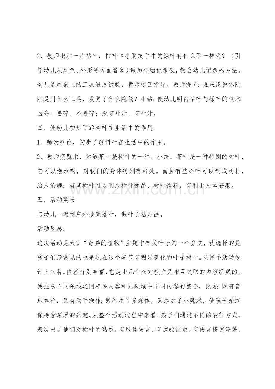 大班科学活动小树叶教案反思.docx_第3页