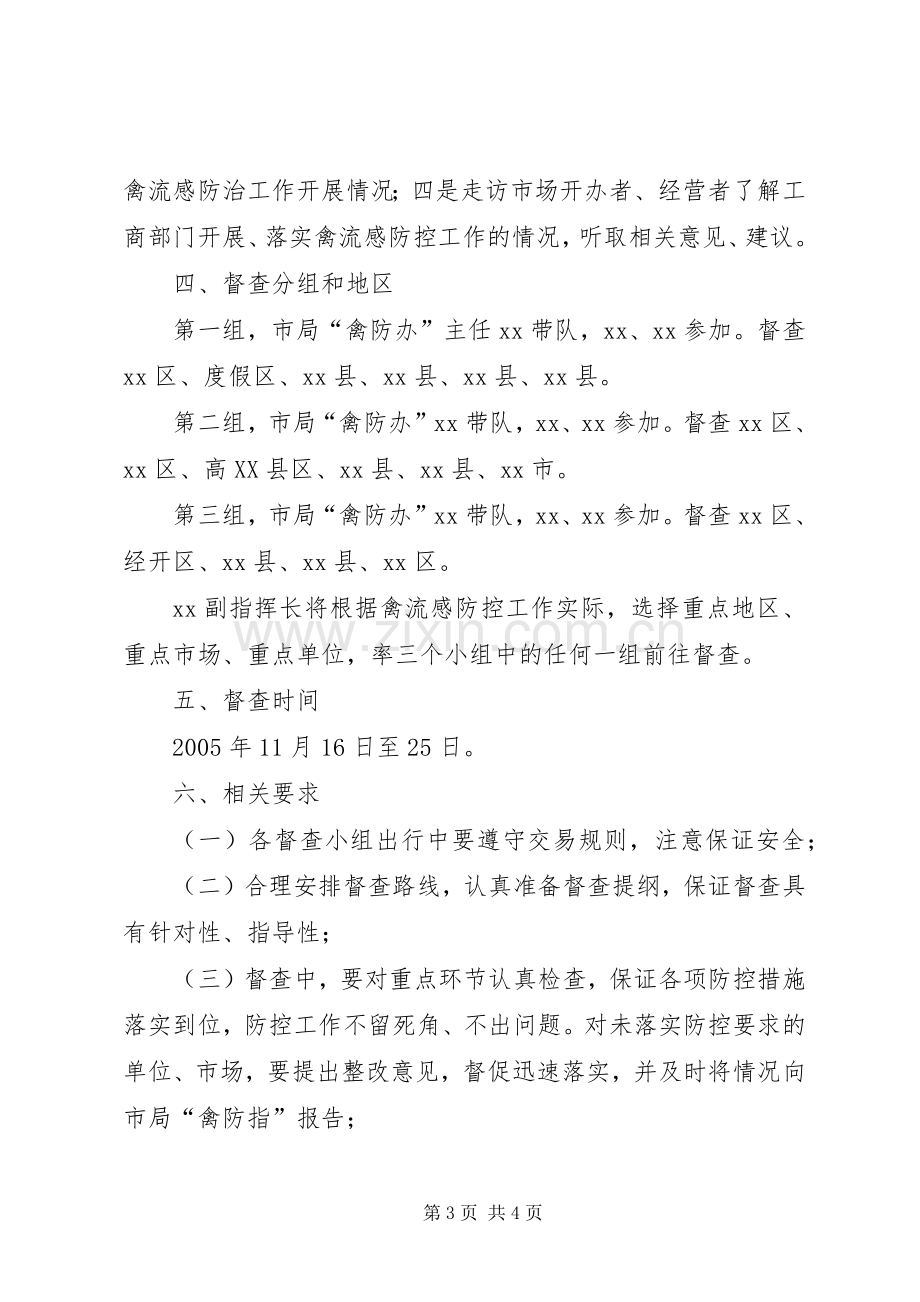 工商局高致病性禽流感防控工作督查实施方案.docx_第3页