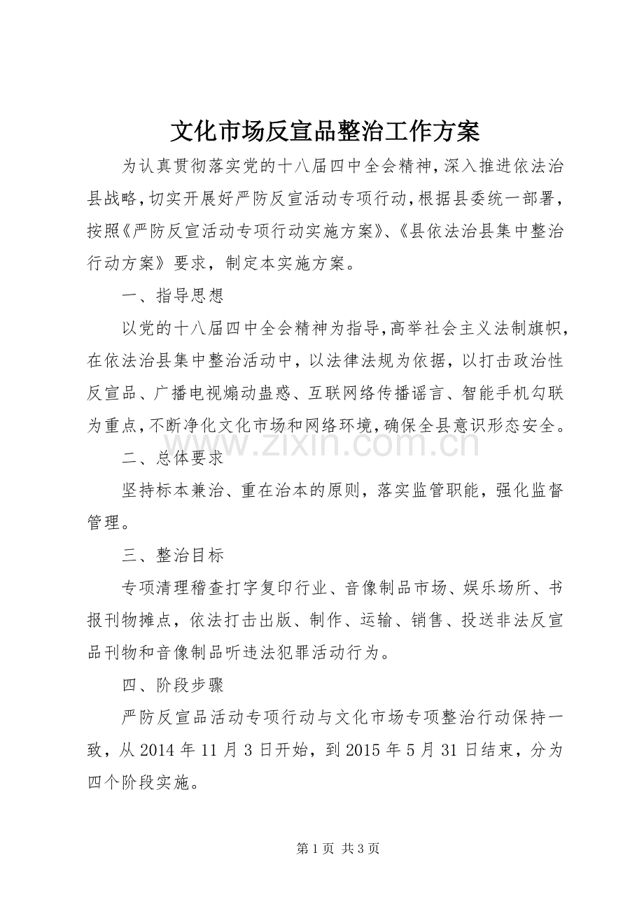 文化市场反宣品整治工作实施方案.docx_第1页