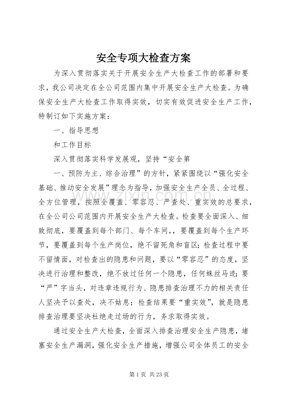 安全专项大检查实施方案.docx_第1页