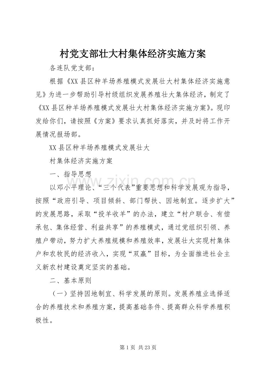 村党支部壮大村集体经济方案.docx_第1页