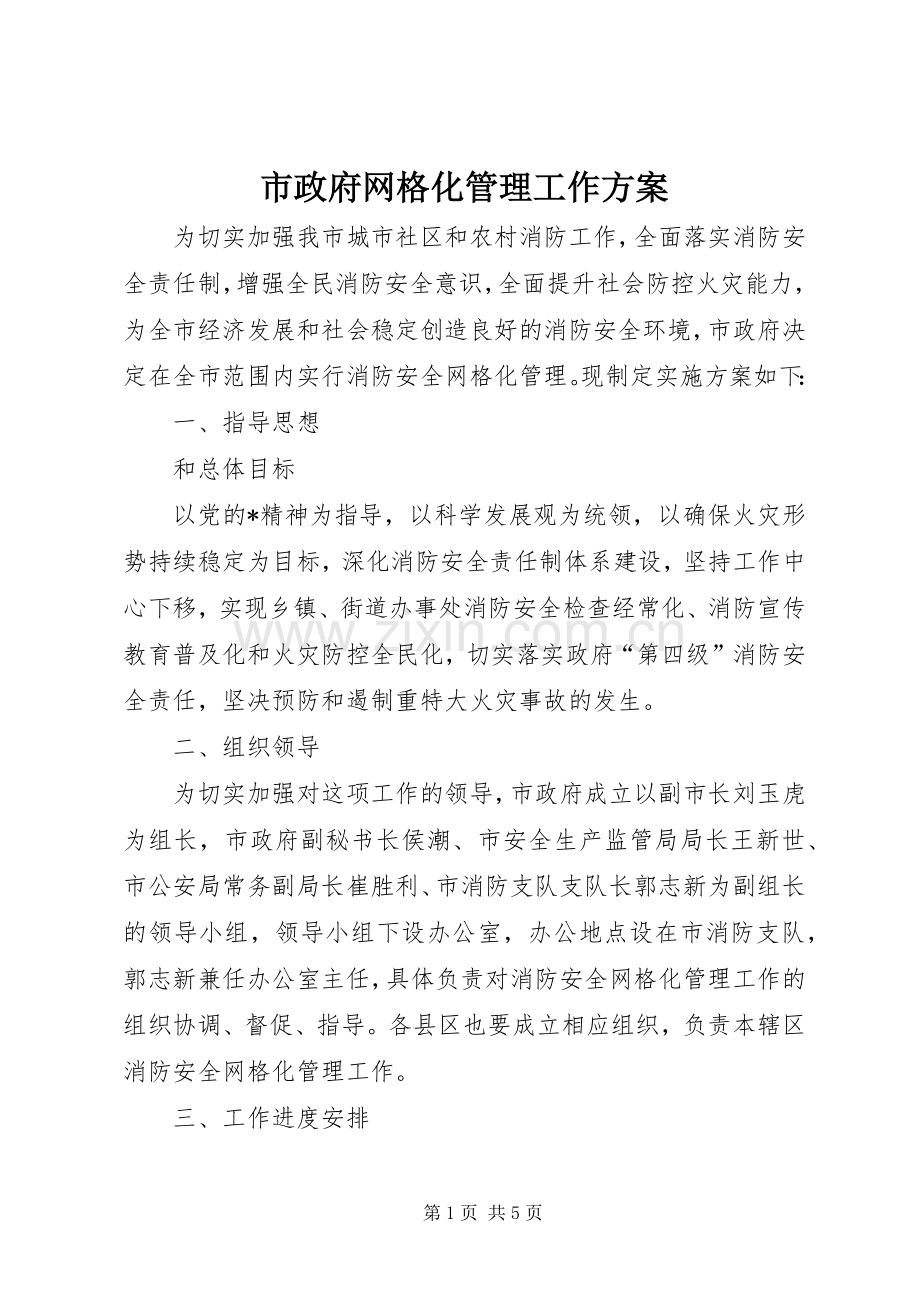 市政府网格化管理工作实施方案.docx_第1页