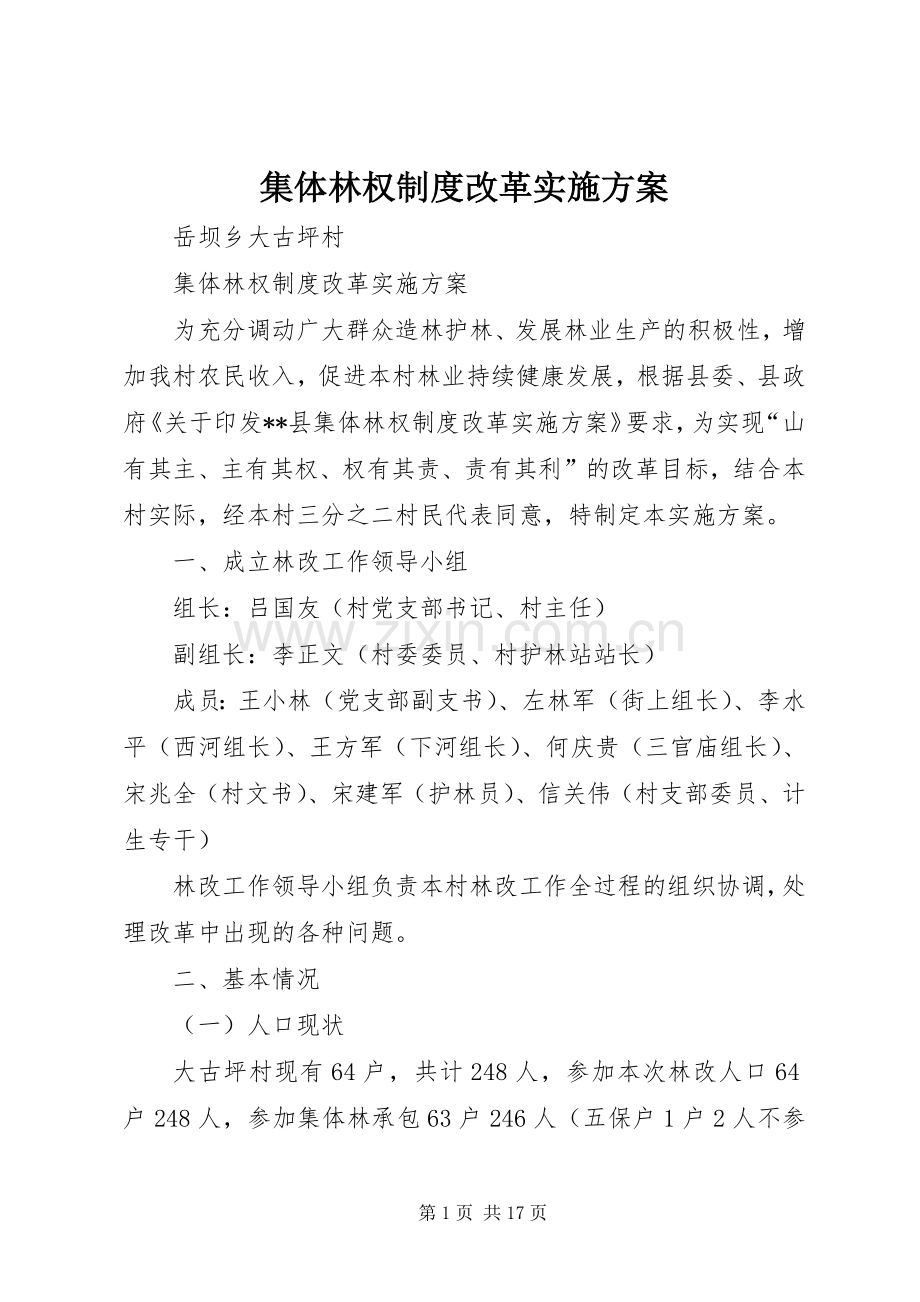 集体林权制度改革方案 (2).docx_第1页