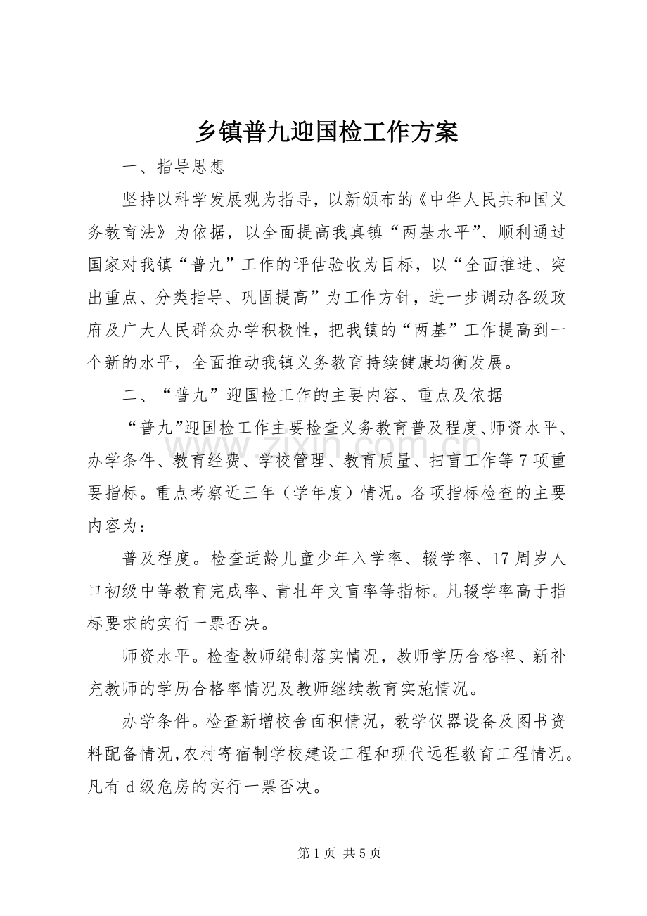 乡镇普九迎国检工作实施方案 .docx_第1页