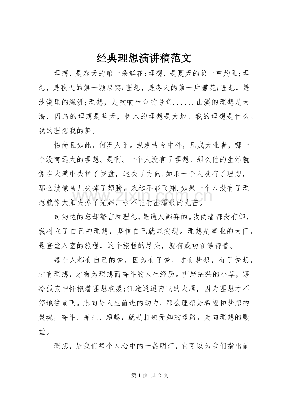 经典理想演讲稿范文.docx_第1页