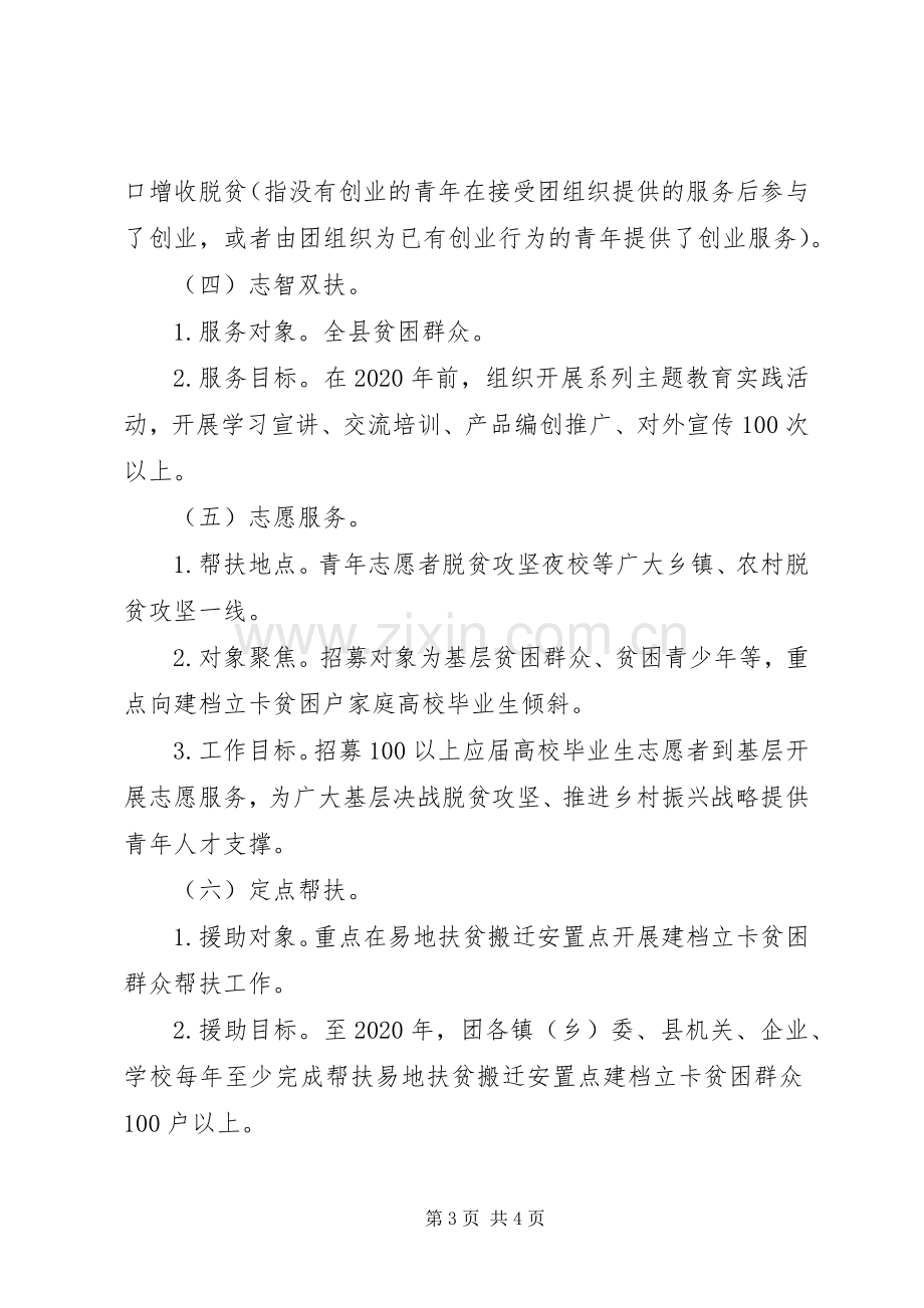 XX共青团投身脱贫攻坚战系列行动工作实施方案.docx_第3页