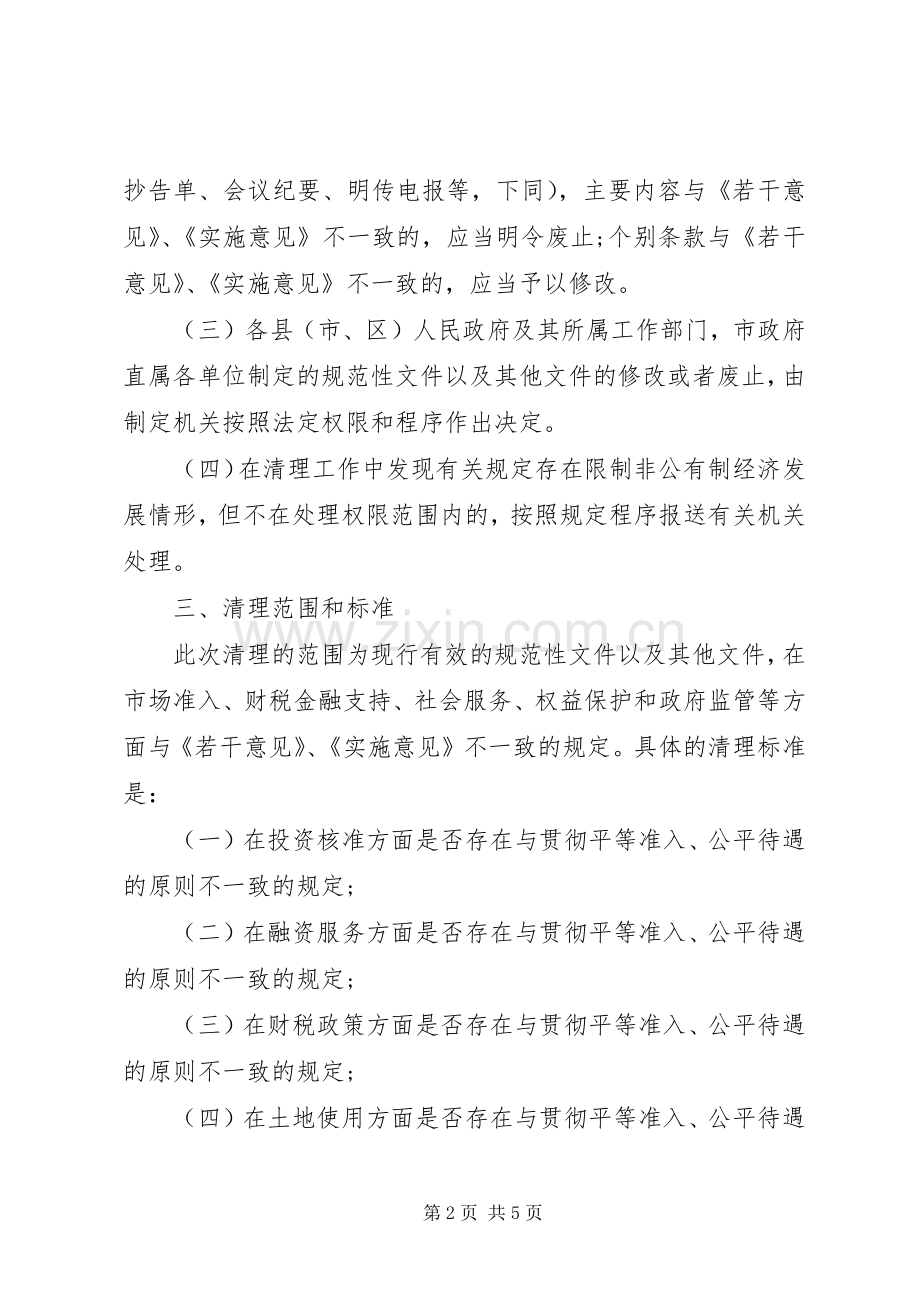 清理限制我市非公有制经济发展规定的工作实施方案.docx_第2页