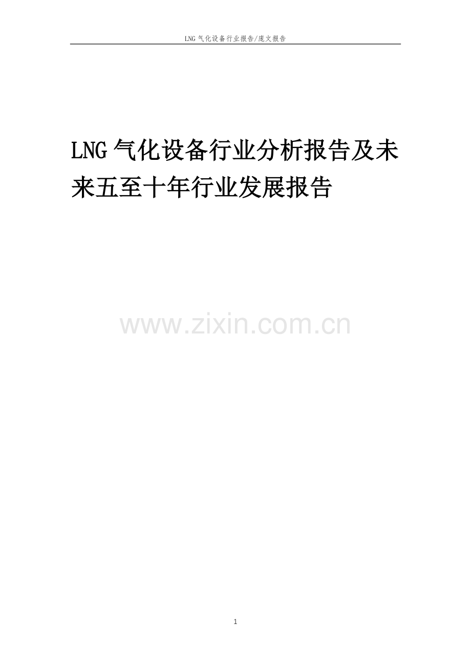 2023年LNG气化设备行业分析报告及未来五至十年行业发展报告.doc_第1页