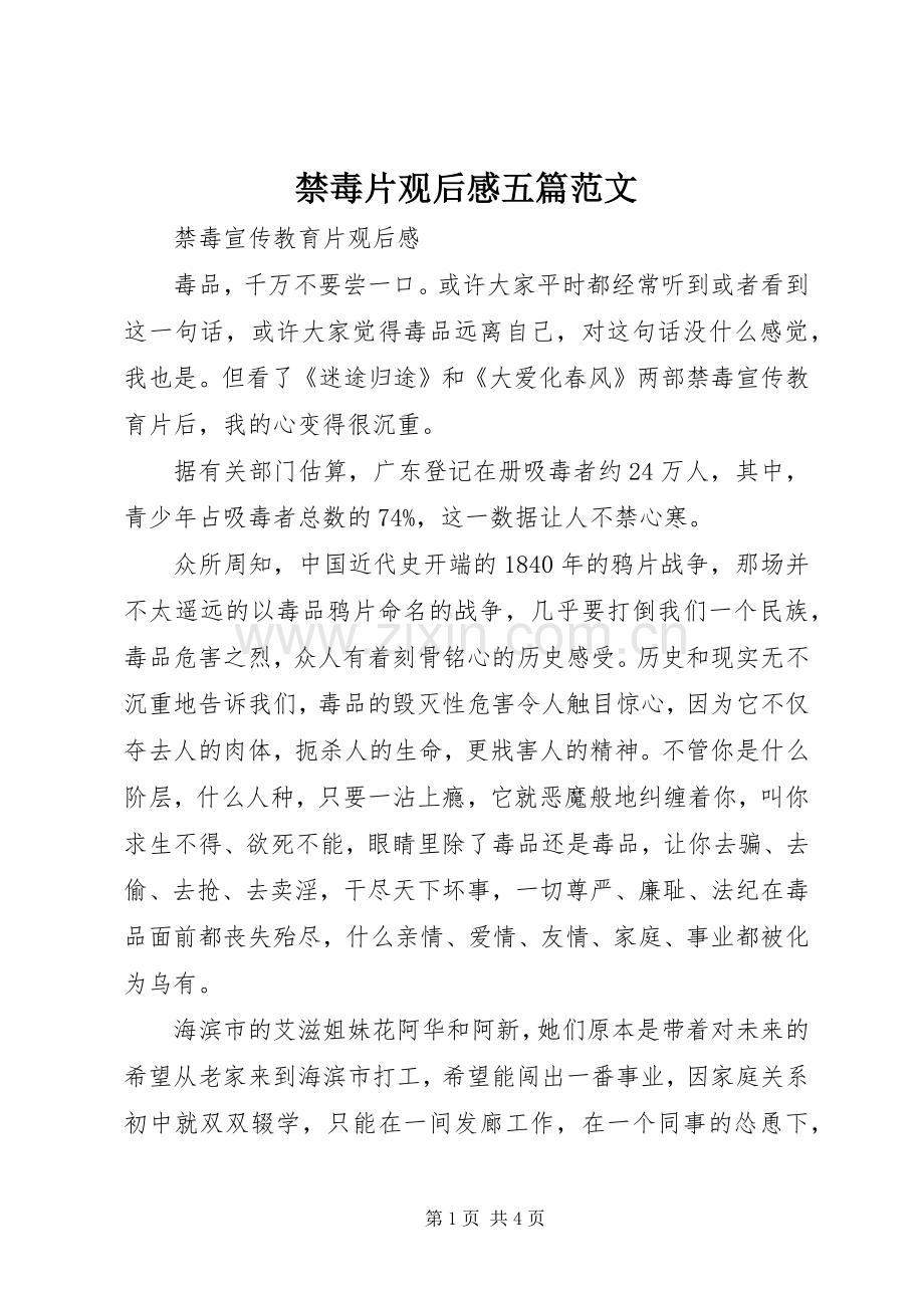 禁毒片观后感五篇范文(2).docx_第1页