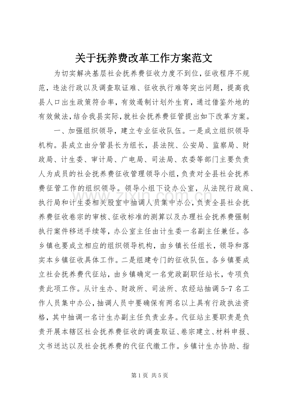 关于抚养费改革工作实施方案范文.docx_第1页