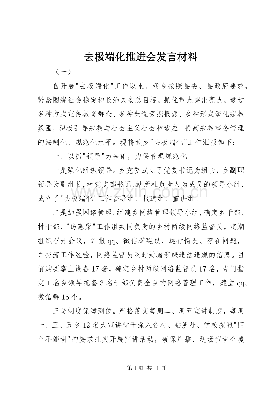 去极端化推进会发言材料.docx_第1页